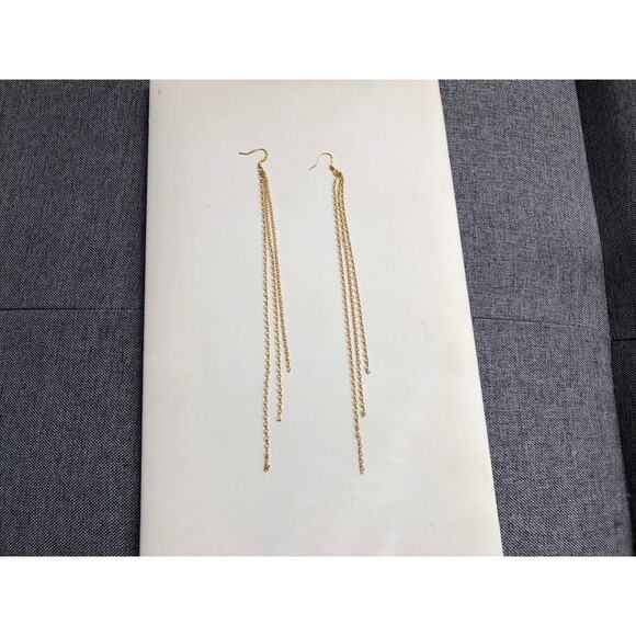 Artisan Handmade Extra long chain layered shoulder duster earrings - 7 inch - Picture 8 of 9